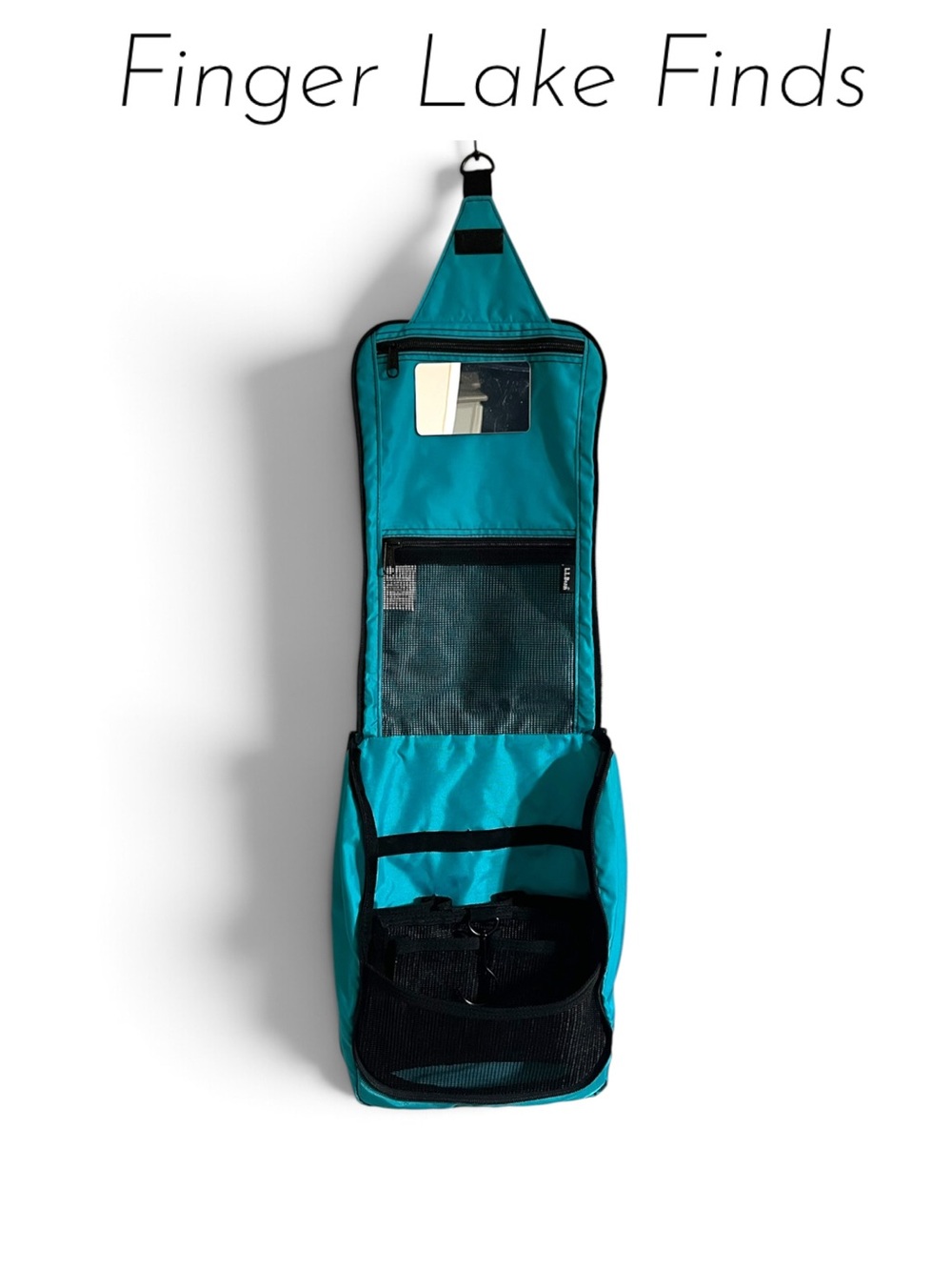 LL Bean Hanging Turquoise Toiletry Bag with Mirror